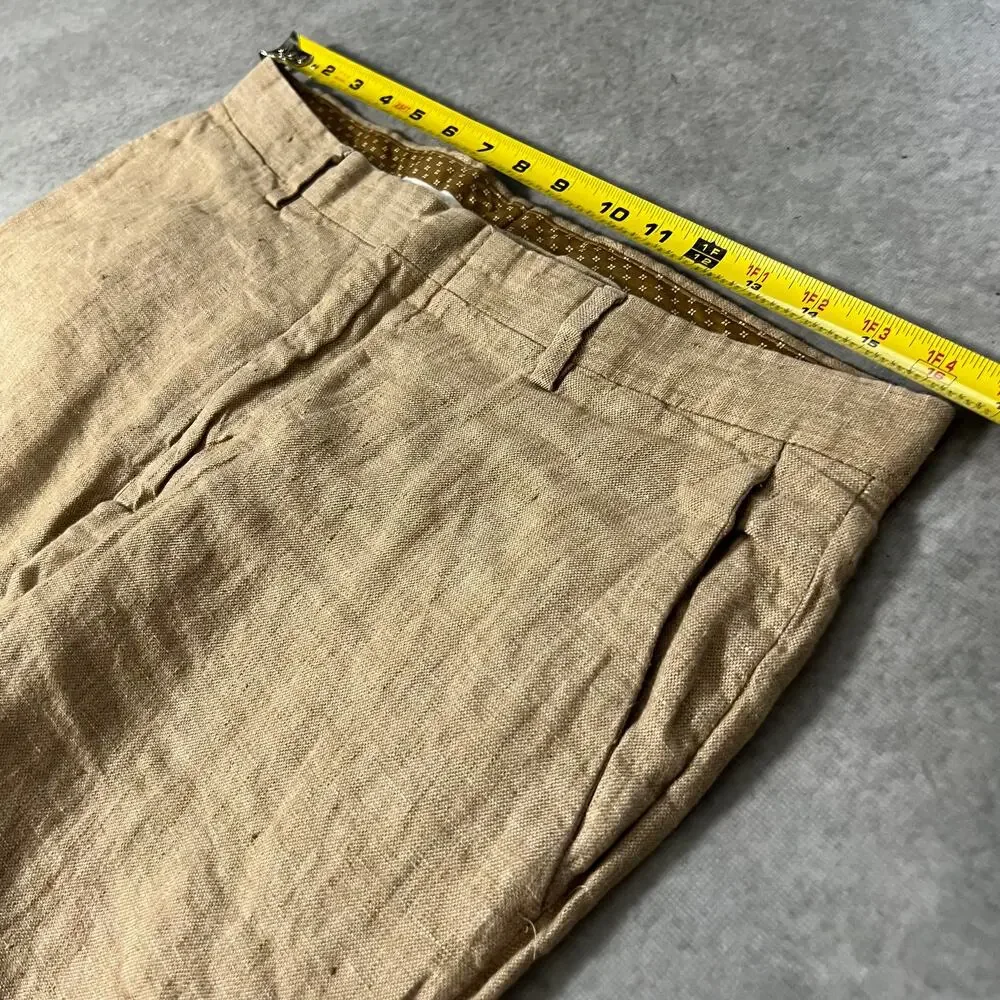 Linen Murano Baird McNutt Men's Brown Pants Classic Fit Size 33x30